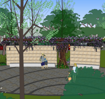 现代公园景观墙su模型