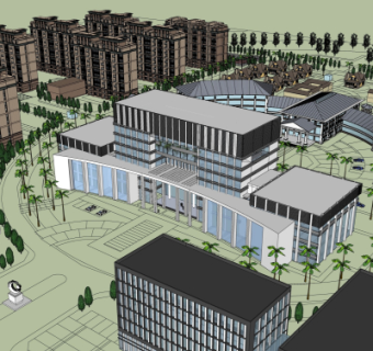 现代办公楼外观su模型