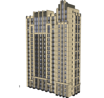 简欧住宅楼外观su模型