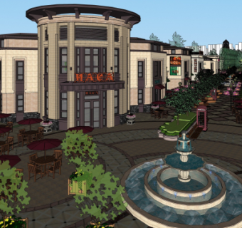 欧式商业街su模型