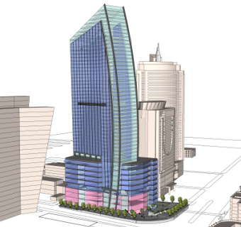 现代商业楼外观su模型