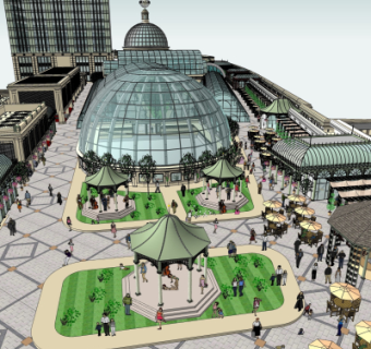 欧式商业街su模型