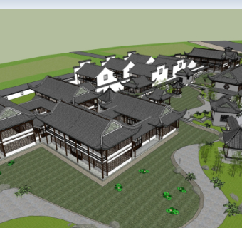 中式古建外观su模型