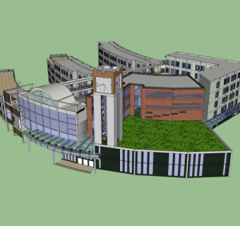 现代学校建筑外观su模型