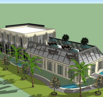 欧式售楼处外观su模型