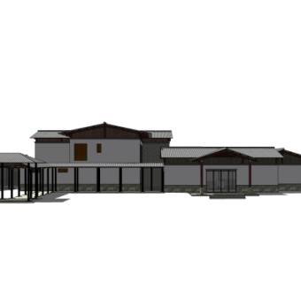 中式建筑外观su模型