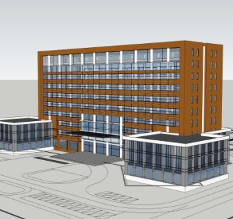 现代办公楼外观su模型