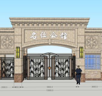 欧式庭院入户门免费su模型