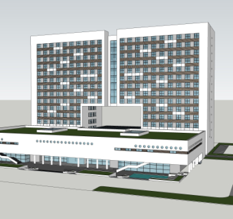 现代办公楼外观su模型