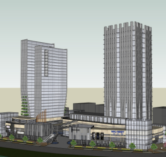 现代商业楼外观su模型