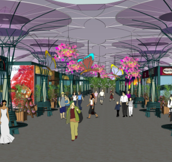 现代商业街su模型