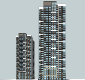 现代高层公寓楼su模型