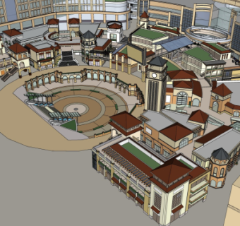 欧式商业街su模型