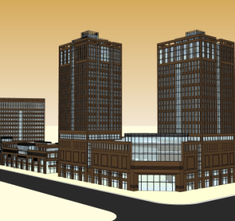 现代商住楼外观su模型