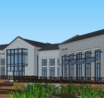 新中式办公楼su模型