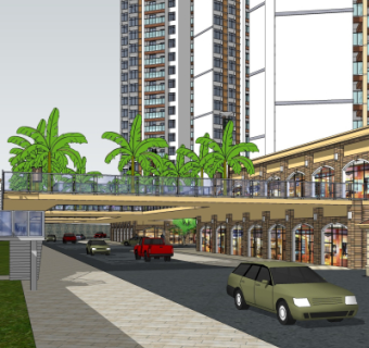 欧式商业街su模型