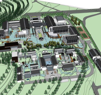 中式学校规划su模型