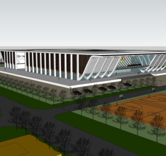 现代体育馆外观su模型