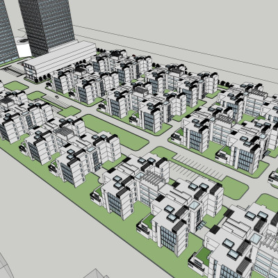 现代小区规划su模型