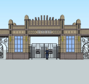 欧式古典小区大门免费su模型