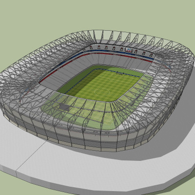 现代足球体育馆鸟瞰su模型