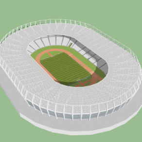 现代足球体育馆鸟瞰su模型