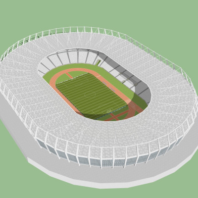现代足球体育馆鸟瞰su模型