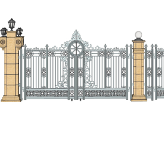 欧式铁艺入户门su模型