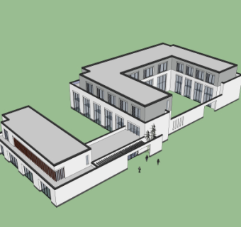 新中式办公楼鸟瞰su模型