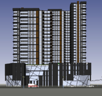 现代高层公寓楼su模型