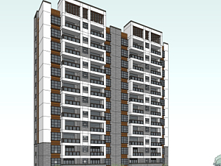 新中式<em>高层</em>公寓楼su模型