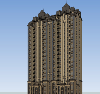 欧式高层公寓楼su模型