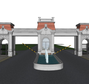 欧式小区入户门su模型