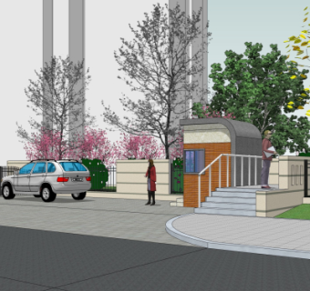 现代小区门头su模型