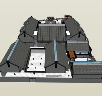中式四合院su模型