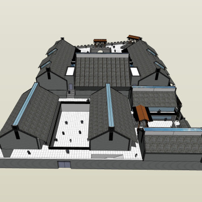 中式四合院su模型