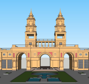 欧式小区门头su模型