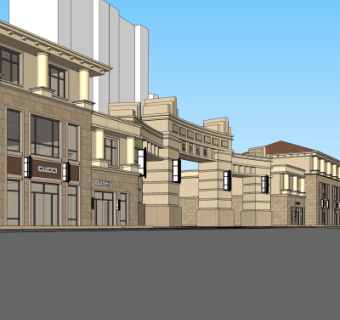 欧式沿街商业建筑su模型