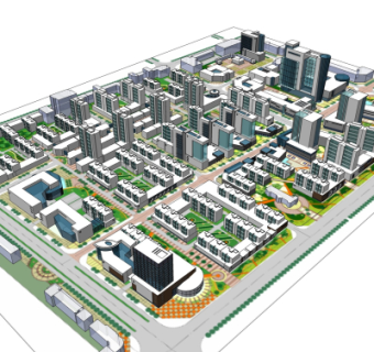 现代城市规划设计su模型