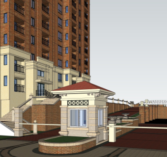 欧式小区门头su模型