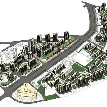 现代小区规划su模型