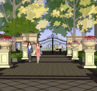 欧式小区门头su模型