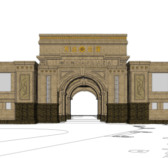 欧式古典小区门头su模型