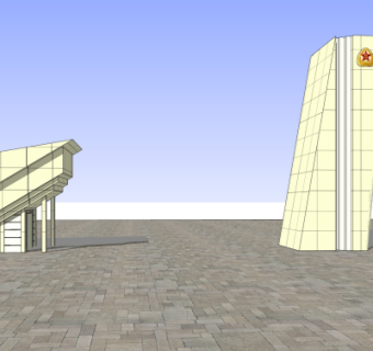 现代党政机关入户门su模型