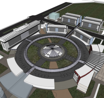 现代商业区规划su模型