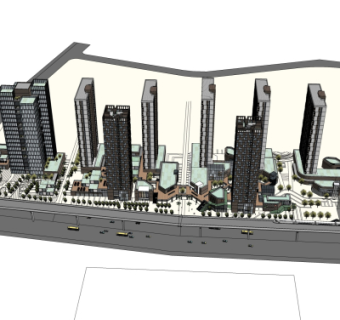 现代商业街su模型