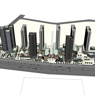 现代商业街su模型
