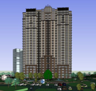 新古典高层公寓楼su模型