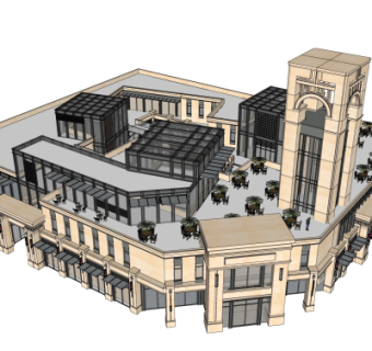欧式商业街su模型