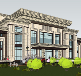 新中式酒店su模型